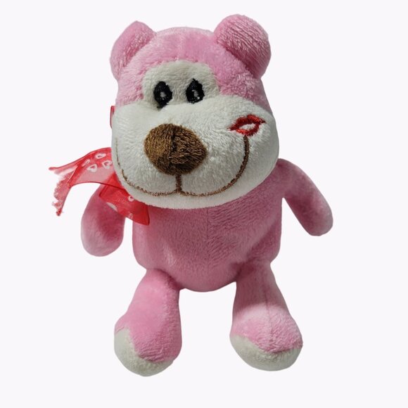Greenbrier Valentines Day Teddy Bear 6 in Plush Kiss Scarf Hearts Stuffed Animal - Picture 1 of 4